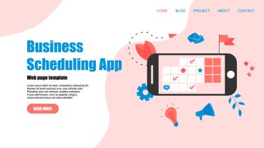 Web Şablonu. İşaretler, görevler ve notlar ile online zaman yönetimi asistanı . Zaman yönetimi kavramı.