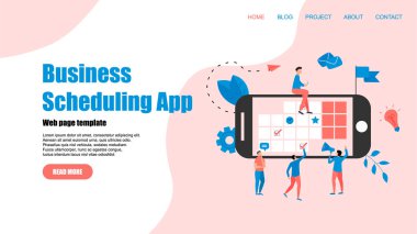 Web Şablonu. İşaretler, görevler ve notlar ile online zaman yönetimi asistanı . Zaman yönetimi kavramı.