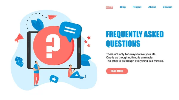 Questão frequentemente colocada conceito de design moderno plano no modelo de página da web — Vetor de Stock