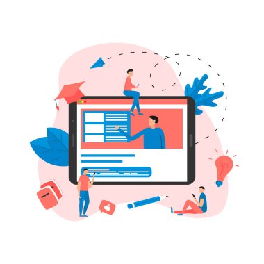 Çevrimiçi eğitim ya da öğretmenle internet kursu. E-öğrenme kavramı.
