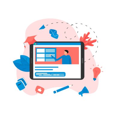 Çevrimiçi eğitim ya da öğretmenle internet kursu. E-öğrenme kavramı.