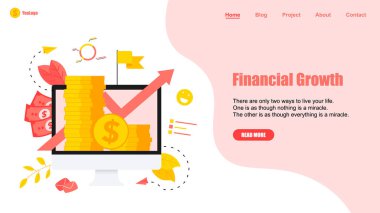 Finans ve İş Büyüyen Mavi Ok. Büyüme oklu dolar sikkeleri. Finans kavramı