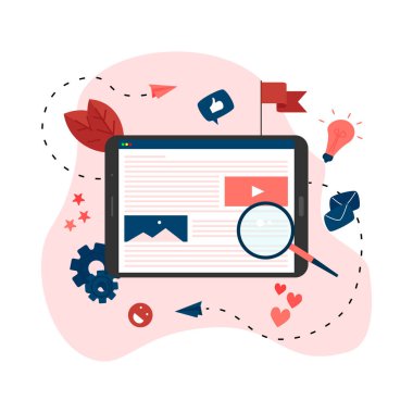 İçerik pazarlama, blog yazma ve SMM konsepti. Makaleler ve medya materyalleri.