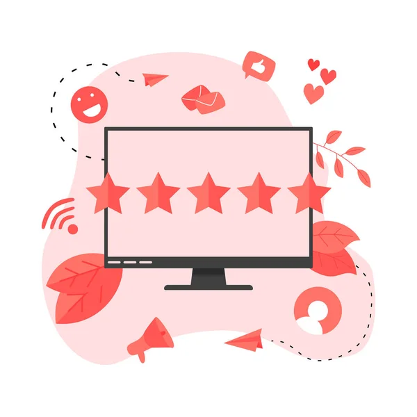 Pět Hvězdiček Online Hodnocení Zákazníků Koncepce Zpětné Vazby — Stockový vektor