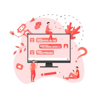 Web sayfası Şablonu. Chatbot işi konsepti. Sohbet robotu ile iletişim. Müşteri desteğinde yapay zeka