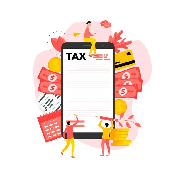 Konzept Zur Illustration Von Steuerzahlungsvektoren Steuerformular Ausfüllen — Stockvektor