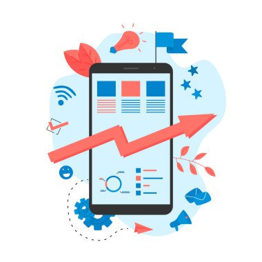 Soyut iş büyümesi pembe ok. Finans kavramı.