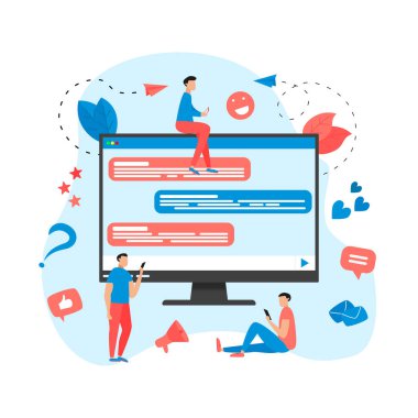 Çevrimiçi sohbette vektör illüstrasyon konsepti.