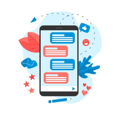 Çevrimiçi sohbette vektör illüstrasyon konsepti.