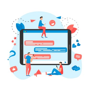 Çevrimiçi sohbette vektör illüstrasyon konsepti.