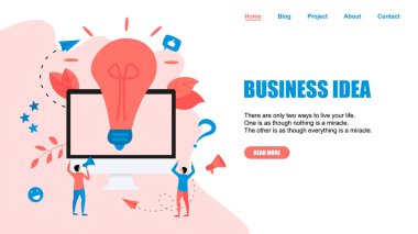 Büyük ampullü yaratıcılık online iş fikri. Vektör illüstrasyonu.