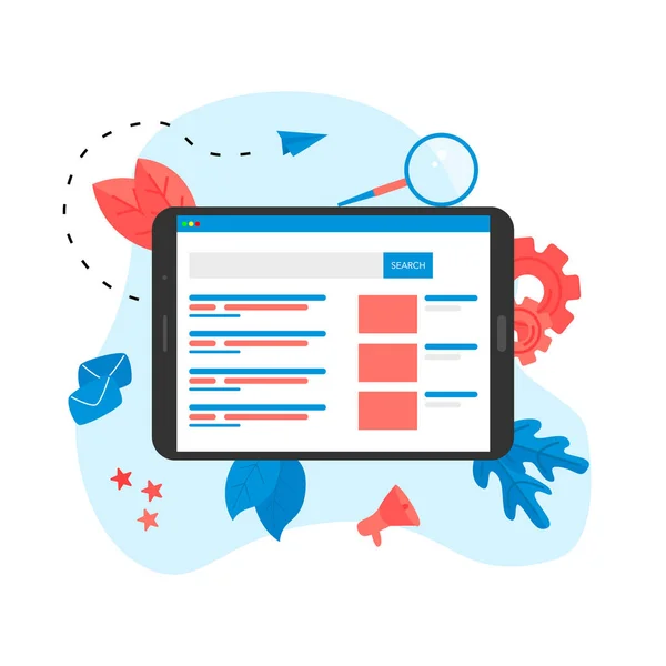Webbmall Sökmotor Resultat Pag Vektor Sidan Visar Sökresultat Fråga Webbsökning — Stock vektor