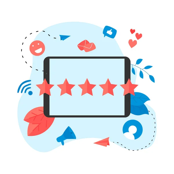 5つ星の顧客オンライン評価 フィードバックの概念 — ストックベクタ