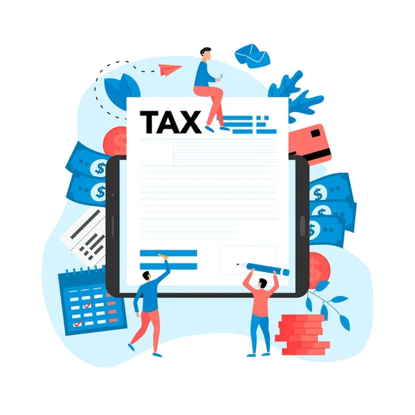 Tax Payment Vector Illustration Concept Filling Tax Form — Stock Vector