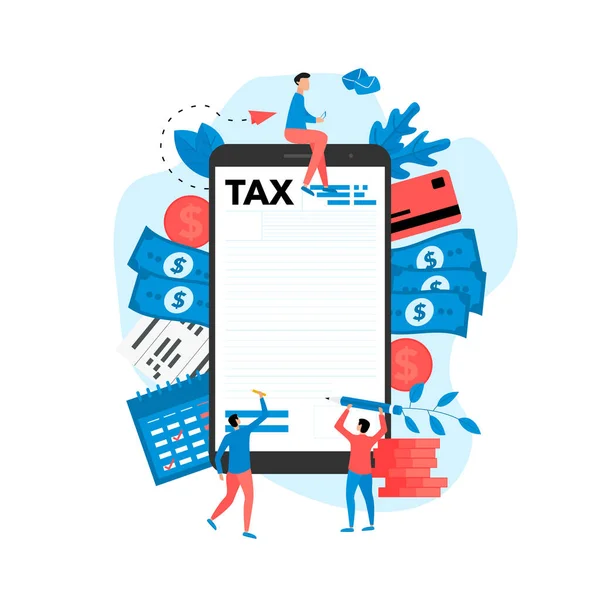 Έννοια Εικονογράφηση Φορέα Πληρωμής Φόρου Συμπλήρωση Φορολογικής Φόρμας — Διανυσματικό Αρχείο