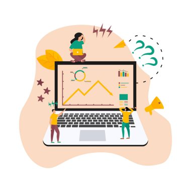 Borsa krizinin düz dizayn vektör illüstrasyon konsepti. Pandemik koronavirüs yüzünden mali tablolarda düşüş var.