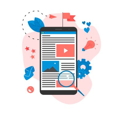 İçerik pazarlama, blog yazma ve SMM konsepti. Makaleler ve medya materyalleri.