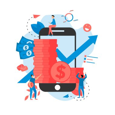 Finans ve İş Büyüyen Mavi Ok. Büyüme oklu dolar sikkeleri. Finans kavramı