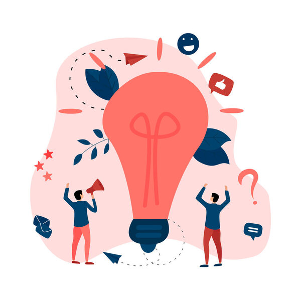 Creativity business idea concepts with big bulb. Vector illustration.