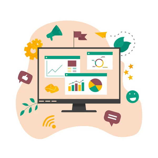 Concept Digital Online Marketing Agency Seo Data Analysis Dashboard Vector — Stock Vector