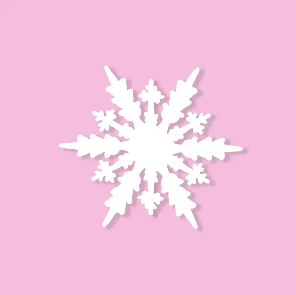 Floco Neve Branco Natal Fundo Rosa Pastel Natal Cartão Saudação — Fotografia de Stock