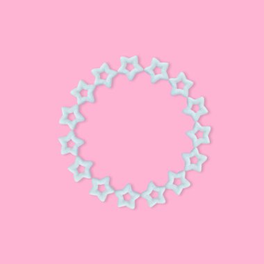 Noel pastel pembe arka plan parlak yıldız, yeni yıl tebrik kartı, en az kavramı ile