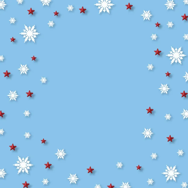 Christmas Background Snowflakes Red Star Pattern Christmas Minimal Concept — Stock Photo, Image