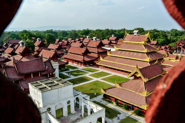 Vista Superior Palácio Mandalay Último Palácio Real Última Monarquia Birmanesa — Fotografia de Stock