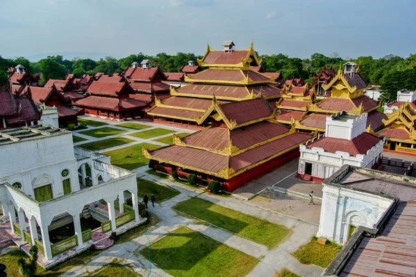 Vista Superior Palácio Mandalay Último Palácio Real Última Monarquia Birmanesa — Fotografia de Stock