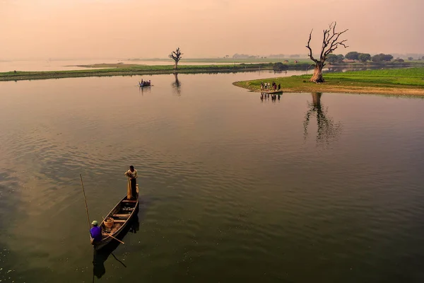 Bein Bridge Cidade Amarapura Mandalay Mianmar — Fotografia de Stock