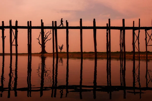 Bein Bridge Cidade Amarapura Mandalay Mianmar — Fotografia de Stock