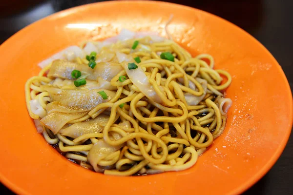 Αποξηραμένα Wonton Noodles Char Kuey Teow Είναι Ένα Δημοφιλές Μανέστρα — Φωτογραφία Αρχείου