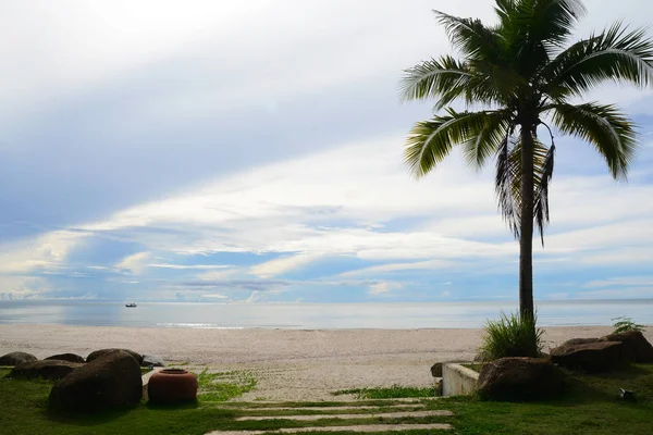 Tropical Beach Background Sea Sand Sky White Sand Summer Day — Stock Photo, Image