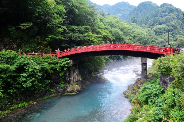 Shinkyo Bridge Red Wood Bridge Famous Travel Destination Nikko Japan — Stock Photo, Image