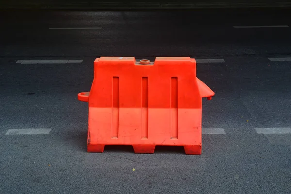 Orange Plastic Barrier Road — Stock Photo, Image