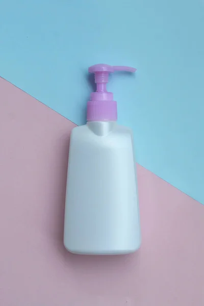 Cosmetic mock up bottles isolated on pastel background, Minimal