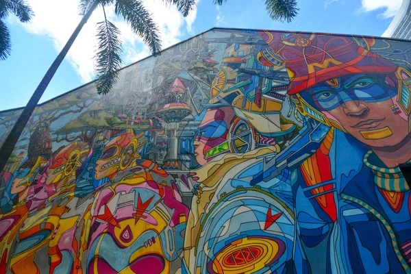 CINGAPURA - 28 de maio de 2019: Pintura colorida na Haji Lane Street — Fotografia de Stock