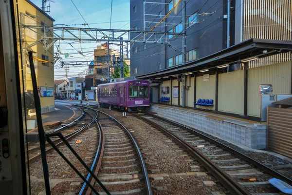 日本、京都-1029年5月26日:蘭電(京福)線は — ストック写真