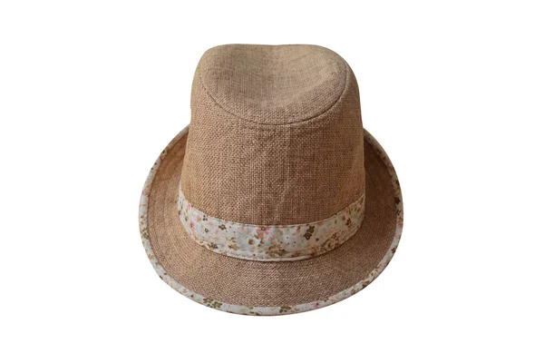 여름 모자, 빈티지 밀짚 모자 외관 과 화려한 꽃 리본 — 스톡 사진