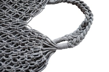 Yeniden kullanılabilir dize alışveriş eko örgü çanta Wgite backgrou izole