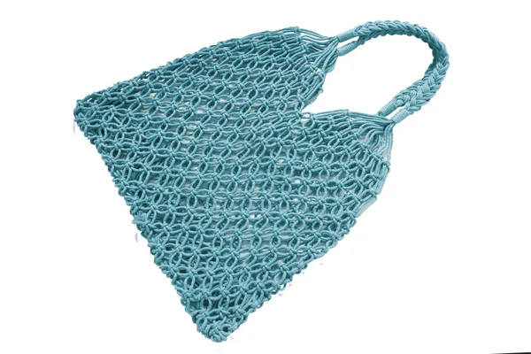 Újrahasználható string bevásárló Eco hálós táska izolált wgite háttérb — Stock Fotó