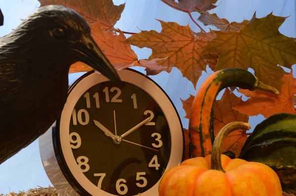 Tempo Para Itens Halloween Que Representam Temporada Férias — Fotografia de Stock