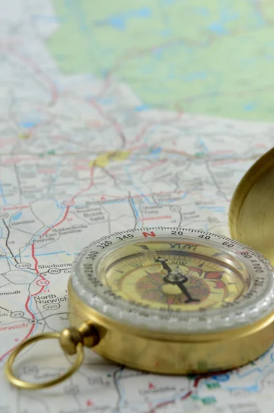 Vertical Compass Top Map Navigational Directions — Stock Photo, Image