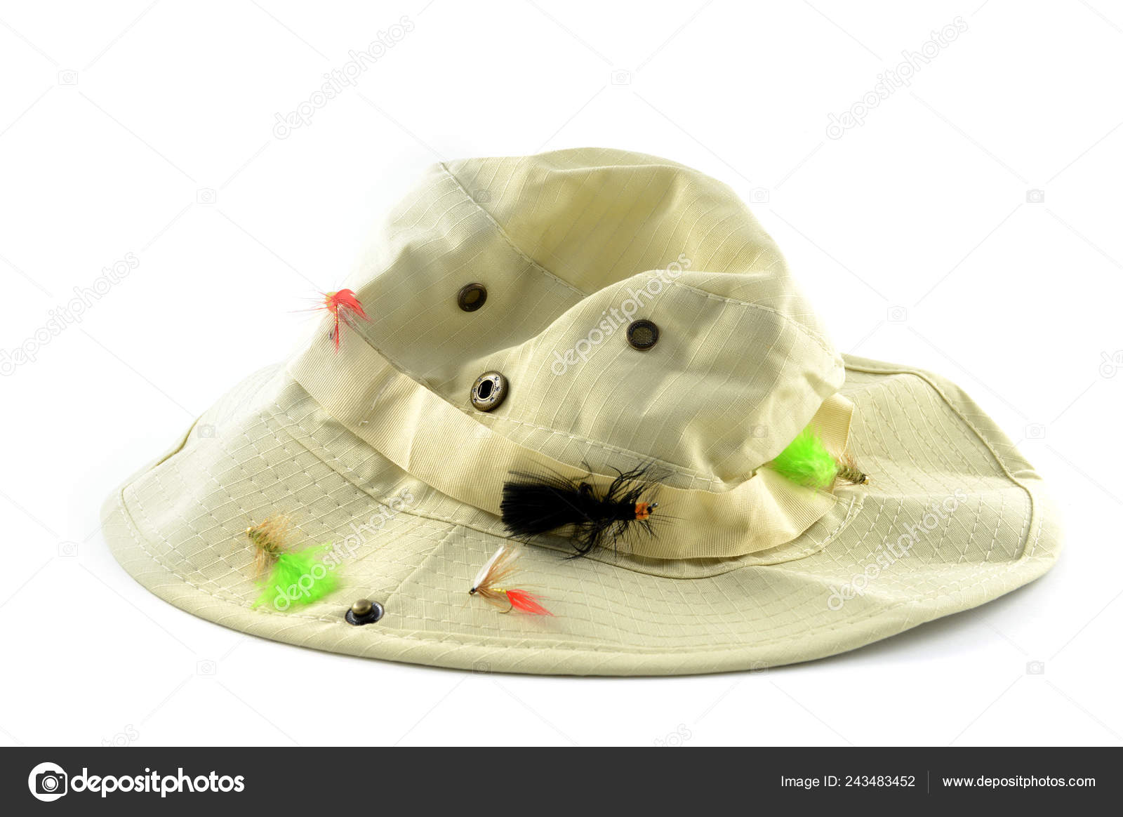 Isolated White Image Fishermans Hat Fly Lures Stock Photo by ©AlphaBaby  243483452