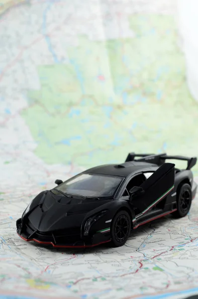 Konzeptionelles Bild Eines Autos Und Landkarte Für Automobile Themenprojekte — Stockfoto