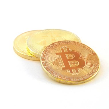 E- ticaret için izole edilmiş dijital para birimi Bitcoins ekonomik kavramı.