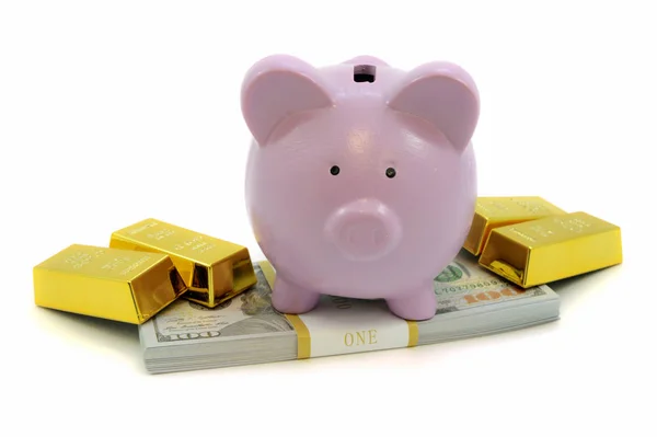 Ersparnisse aus Gold und Bargeld — Stockfoto