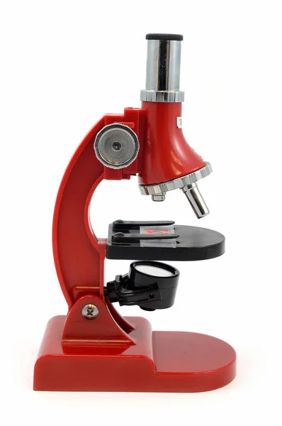 İzole Kırmızı Mikroskop — Stok fotoğraf