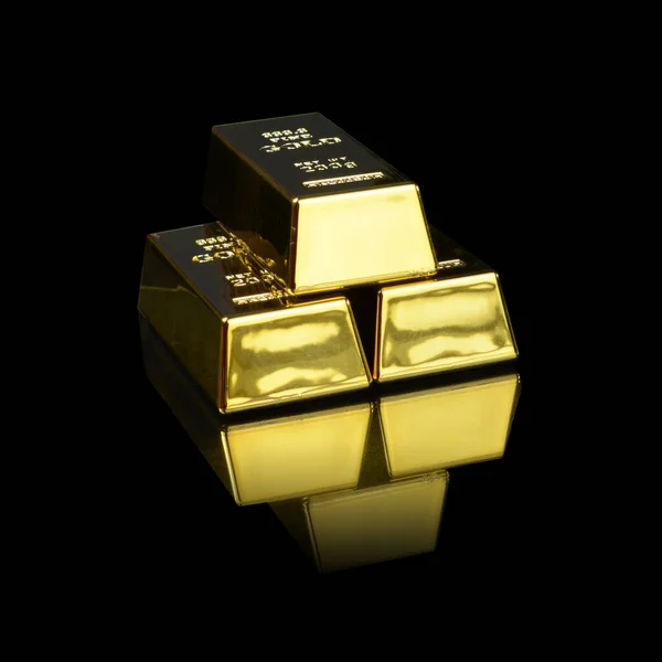 Una Pila Lingotes Oro Puro Sobre Fondo Negro — Foto de Stock