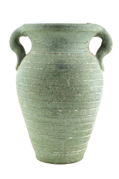 Isolated White Image Green Clay Vase — Stock Photo, Image